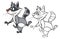 Vector Illustration of a Cute Cartoon Character Raccoon  for you Design and Computer Game. Coloring Book Outline Set