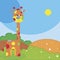 Vector illustration of Cute cartoon funny giraffe walking in th