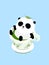 Vector Illustration: A cute cartoon giant panda lying in a cup of Chinese green tea on a mat