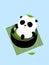 Vector Illustration: A cute cartoon giant panda lying in a cup of Japanese green tea / matcha on a mat