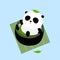 Vector Illustration: A cute cartoon giant panda lying in a cup of Japanese green tea / matcha on a mat