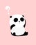Vector Illustration: A cute cartoon giant panda sits on the ground, pondering a problem, thinking about a question