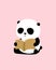 Vector Illustration: A cute cartoon giant panda sits on the ground, reading a book