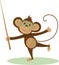 Vector illustration of a cute cartoon monkey with glasses and pointer