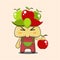 vector illustration of cute chibi apple cartoon character in simple style