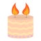 Vector illustration of a cute cream double wick candle. Decor for home and comfort