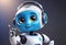 vector illustration, cute customer service robot poster with copy space, 3D rendering,