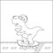 Vector illustration of cute dinosaurs on skate board. Cartoon isolated vector illustration, Creative vector Childish design for