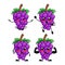 Vector illustration of cute grape fruit character yoga, spirit, okay and fitness pose. grape cute cartoon character set collection