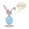 Vector illustration of Cute Grey Easter Bunny