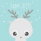 Vector illustration with cute kawaii reindeer and phrase