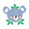 Vector illustration of cute koala head with tongue hanging out.