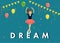 Vector illustration cute little ballerina. Female ballet dancer. Concept poster of child dream.