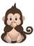 Vector illustration, Cute little monkey sits and closes his mouth