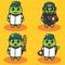 Vector illustration of cute Little Turtle Baseball cartoon set.