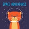 Vector illustration with cute otter in space