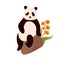 Vector illustration of cute panda sitting on a stone. Animal character design