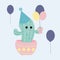 Vector illustration with cute pastel party cactus and balloons