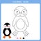 Vector illustration of cute penquin for coloring book
