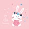 Vector illustration with cute rabbit girl