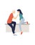 Vector illustration of cute romantic couple. Woman and man in love.