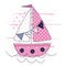 Vector illustration with cute sailing ship