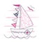 Vector illustration with cute sailing ship