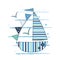 Vector illustration with cute sailing ship