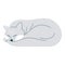 Vector illustration of cute sleeping grey cat. Cute cartoon kitten card, can be used as card, fashion print for pajamas