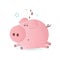Vector illustration of a cute sleeping pink pig