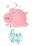 Vector illustration of a cute sleeping pink pig