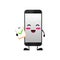 Vector illustration of cute smartphone or character holding sign correct. cute smartphone Concept White Isolated. Flat Cartoon