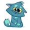 Vector illustration of a cute smiling blue fat cat. Fat stripped cat cartoon