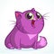 Vector illustration of a cute smiling purple fat cat. Fat striped cat cartoon.