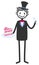 Vector illustration of cute stick figure happy groom eating wedding cake