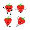 Vector illustration of cute strawberry fruit yoga meditation theme bundle set. cute strawberry fruit Concept White Isolated. Flat