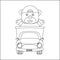 Vector illustration of cute  tiger on a road trip, Creative vector Childish design for kids activity colouring book or page