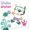 Vector illustration of cute tiger in snorkel mask diving in the sea. Can be used for t-shirt print, Creative vector childish