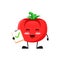 Vector illustration of cute tomato mascot or character holding sign correct. cute tomato Concept White Isolated. Flat Cartoon