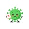 Vector illustration of cute virus bacteria mascot or character holding sign incorrect. cute virus bacteria Concept White Isolated