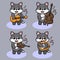 Vector illustration of cute Wolf play Music cartoon.