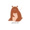 Vector illustration of cute young bear and his mom. Adorable print with animals for kids in a modern flat style