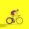 Vector illustration of cyclist on bike; biker and bicycling;