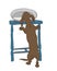 Vector illustration of a dachshund that steals food from the table