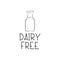 Vector illustration of dairy free icon for packaging. Milk bottle