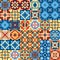 Vector illustration of decorative tile mosaic pattern design in Moroccan style.