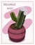 Vector illustration. Delicate picture of a mother with a baby. Blooming cactus on a pink background. Can be used as a