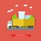 Vector illustration of delivery truck, road vehicle in flat style