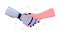 Vector illustration depicting a robot hand and a human hand. A simple illustration of a robot handshake with a human.