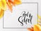 Vector illustration with design template for Back to school event banner with detailed bright autumn leaves and Back to